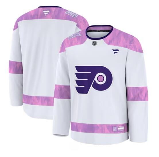 Men's White Philadelphia Flyers Blank 2024 Fights Cancer stitched Hockey Jersey